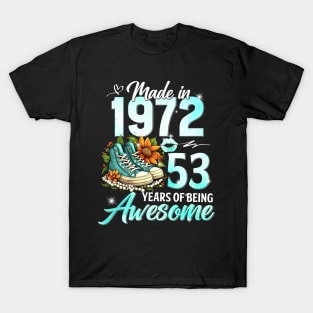 53rd Birthday Queen Made in 1972 Gifts 53 Years Old Floral T-Shirt